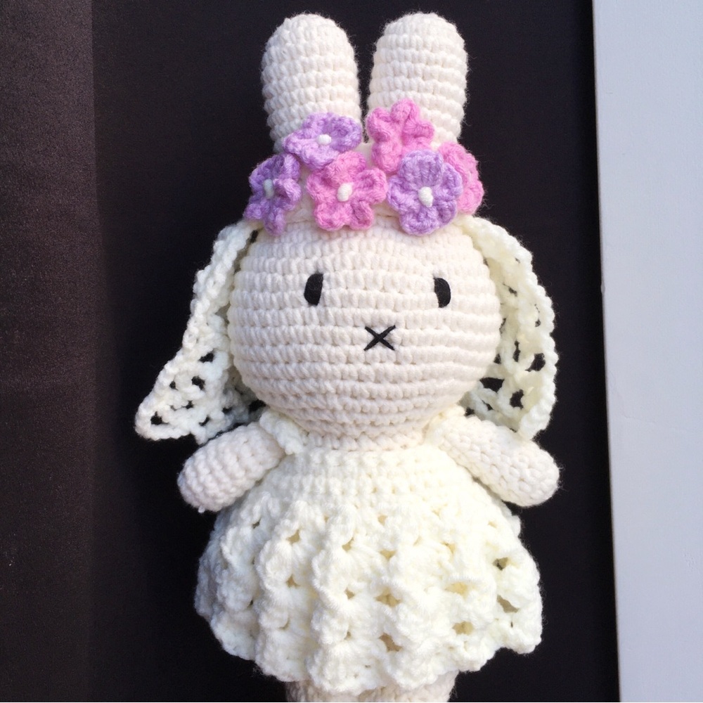Miffy crochet handmade white dressing wedding gown for Just Dutch plushie